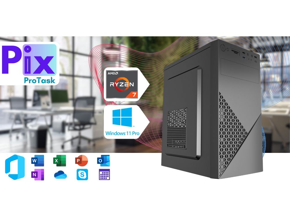 PC Pix ProTask V8 AMD Ryzen 7, 32GB DDR4, 1TB SSD, Win11 Pro