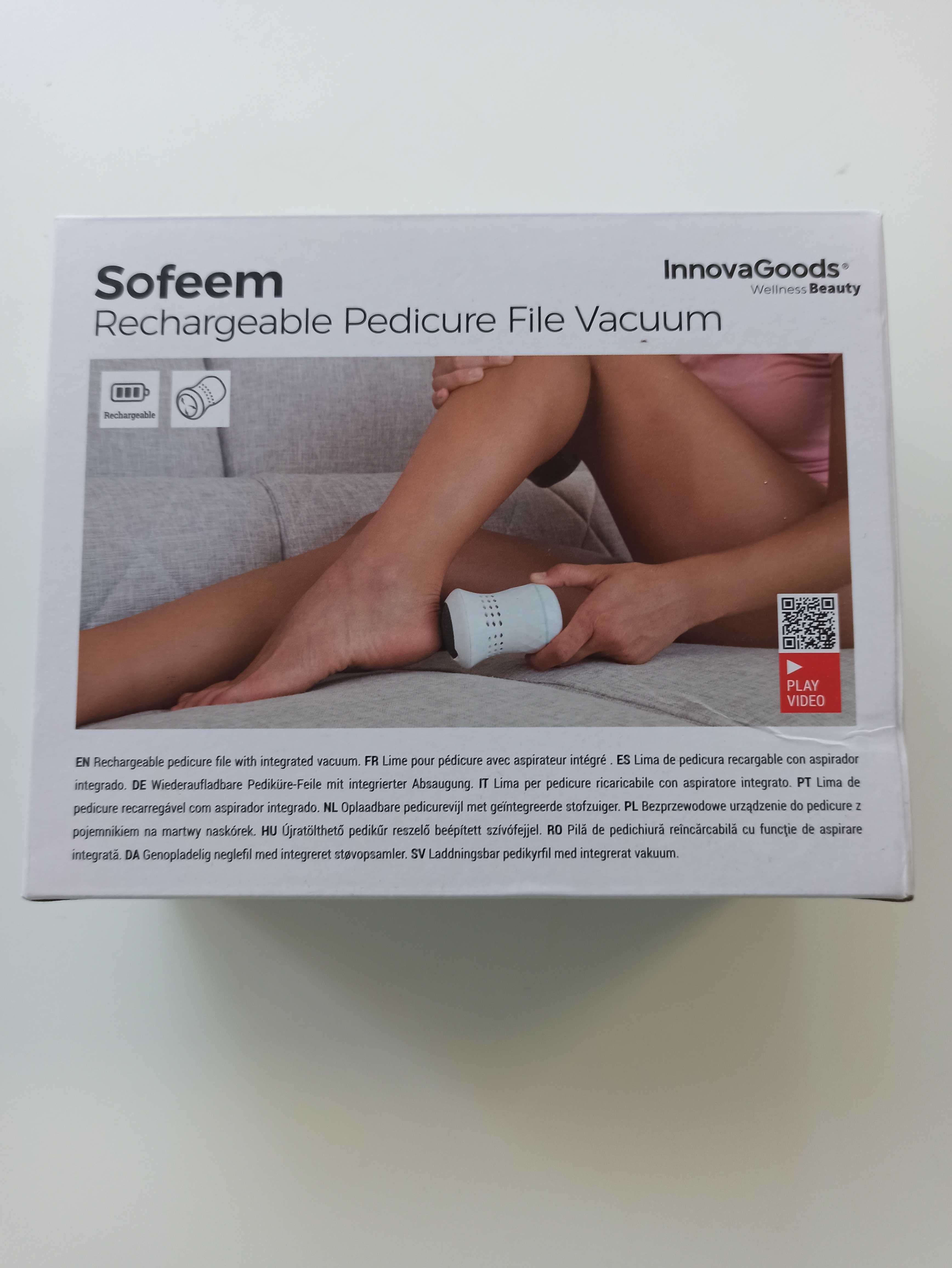 Pedicure Sofeem recarregável com aspiração, 2 discos