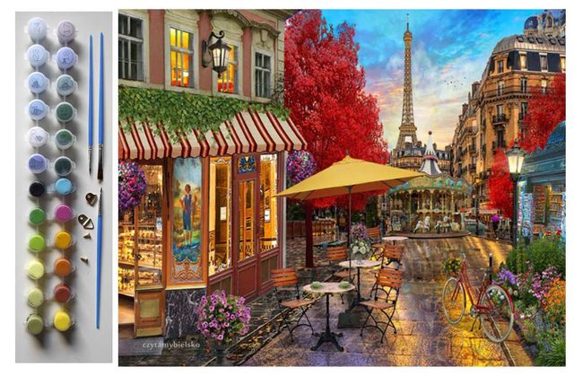 Obraz na płótnie do malowania po numerach - * Paryska kawiarenka *