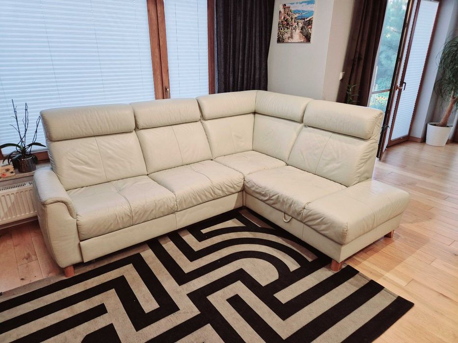 Narożnik skórzany z funkcją spania