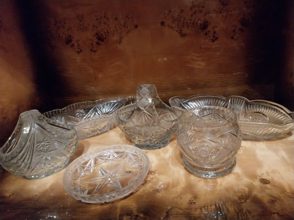 Prl zestaw kryształów kryształy koszyki patery misa bomboniera