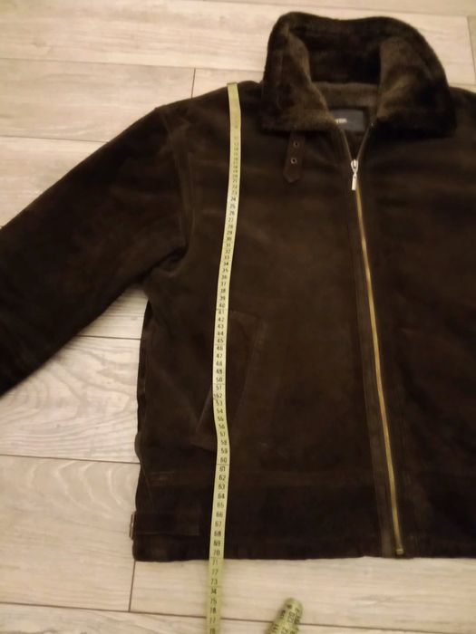 Kożuch męski Ala Ramonesa L/XL kolor czekoladowy skóra naturalna zamsz