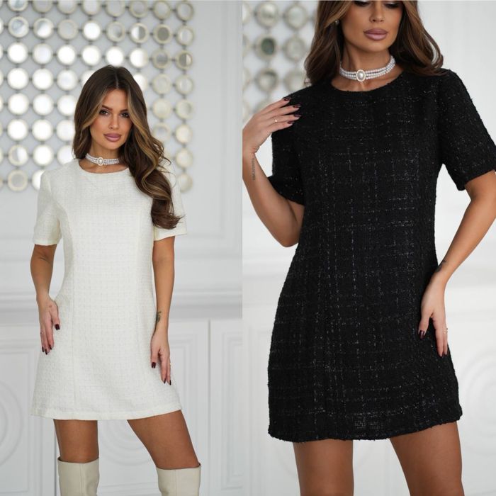 Женское платье твид S-XL черный,молоко Жіноча сукня твід якісна S-XL