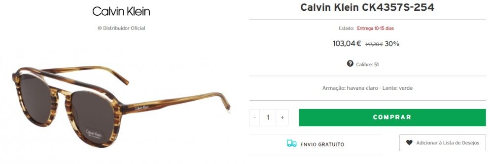 Óculos Calvin Klein (CK4357S-254)