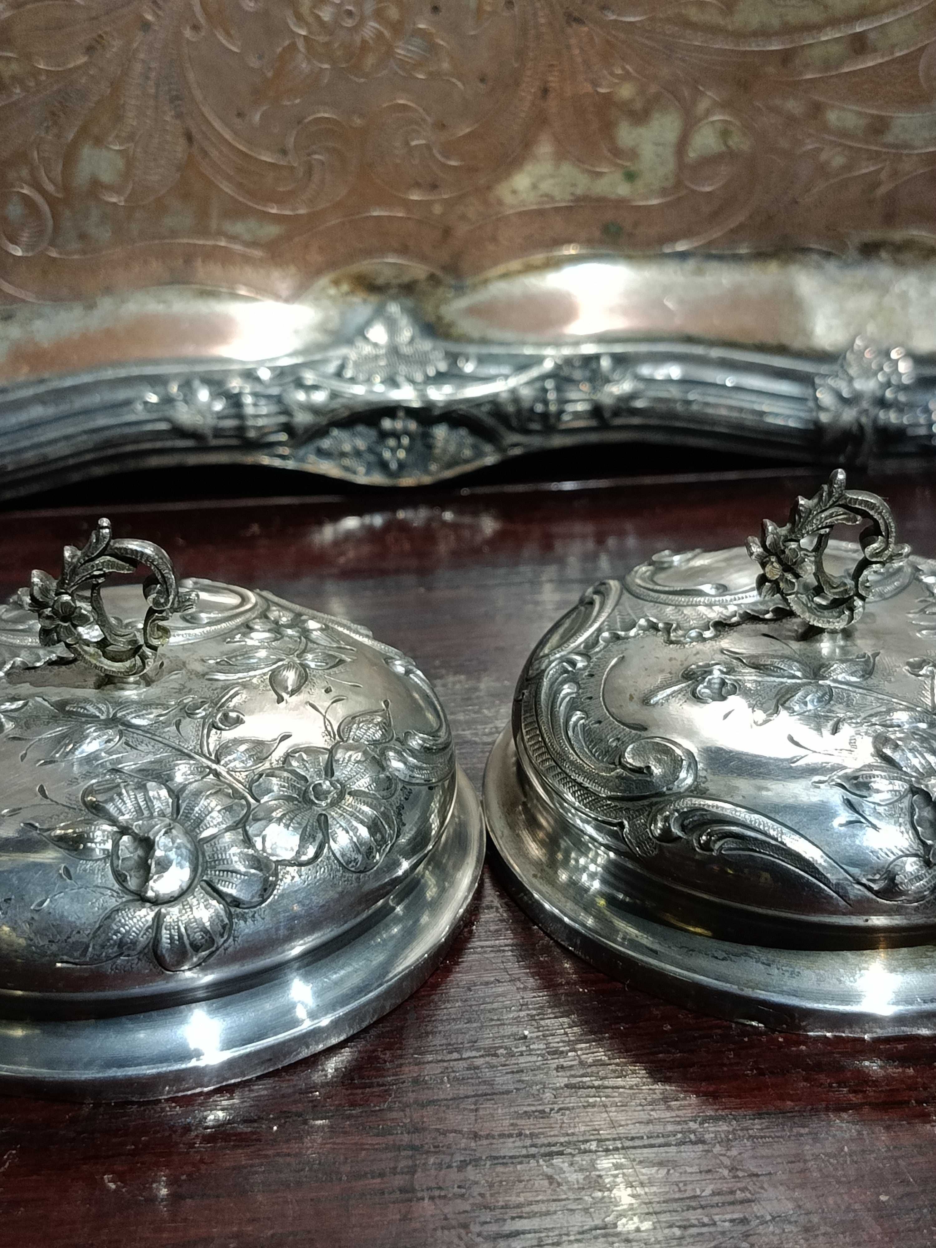 Caixas de Cristal Val saint Lambert Tampas prata Javali 11 cm