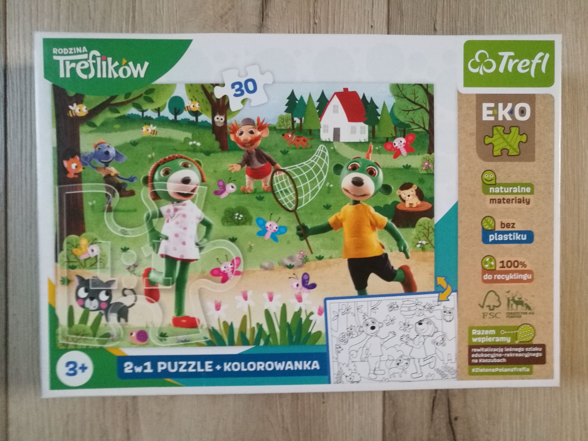 NOWY zestaw eko puzzle + kolorowanka dla dziecka 3+