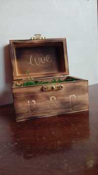 Pudełko na obrączki B & P drewniane rustykalne ślub wesele dekoracje