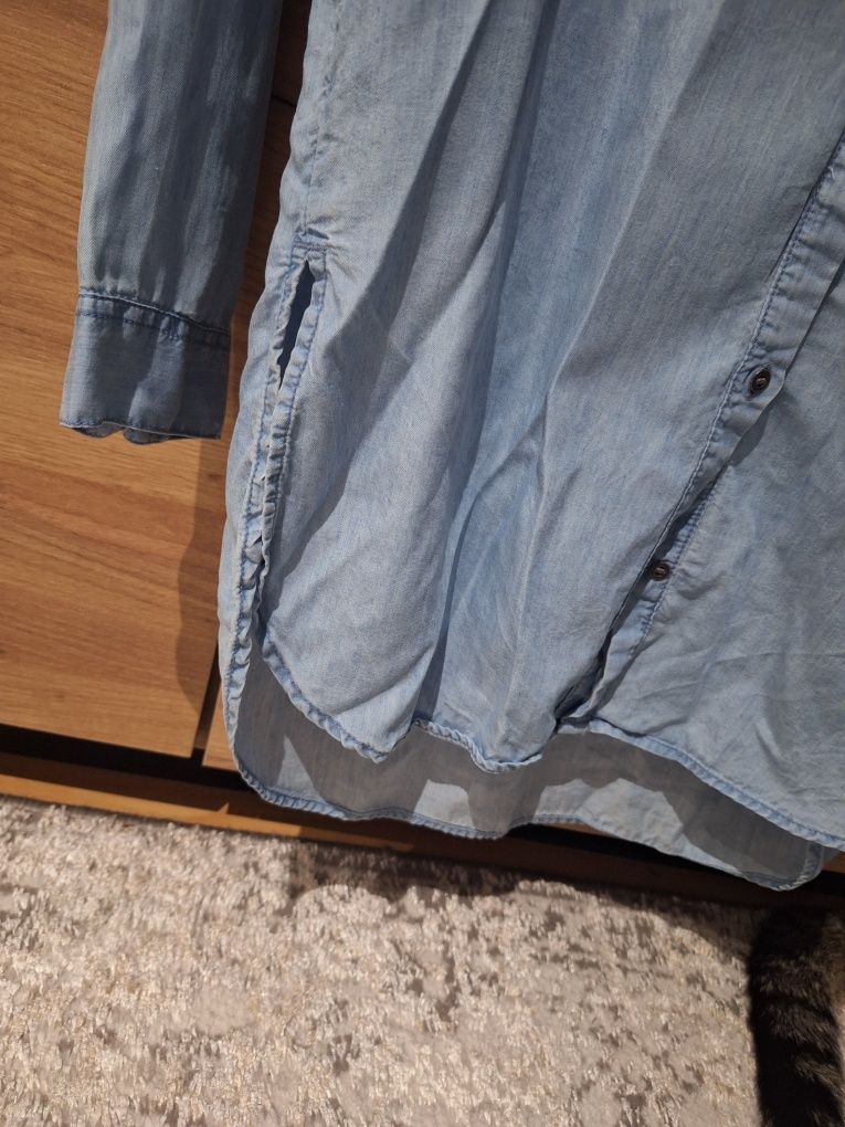Dłuższa koszula HM 158 cienka jeansowa