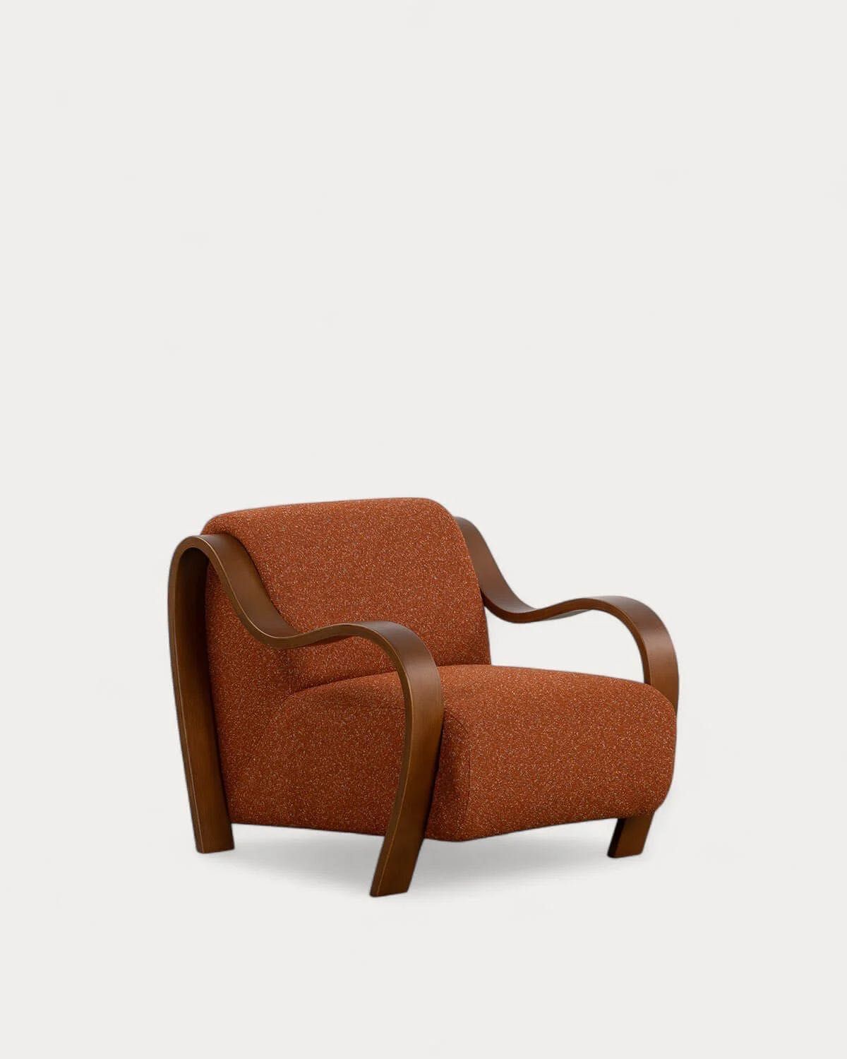 Poltrona de Madeira e Tecido Curved