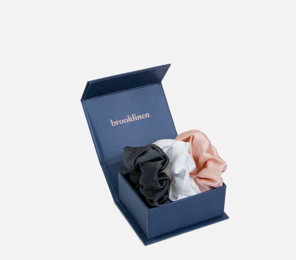Silk Scrunchie Set, шёлковые резинки для волос Brooklinen
