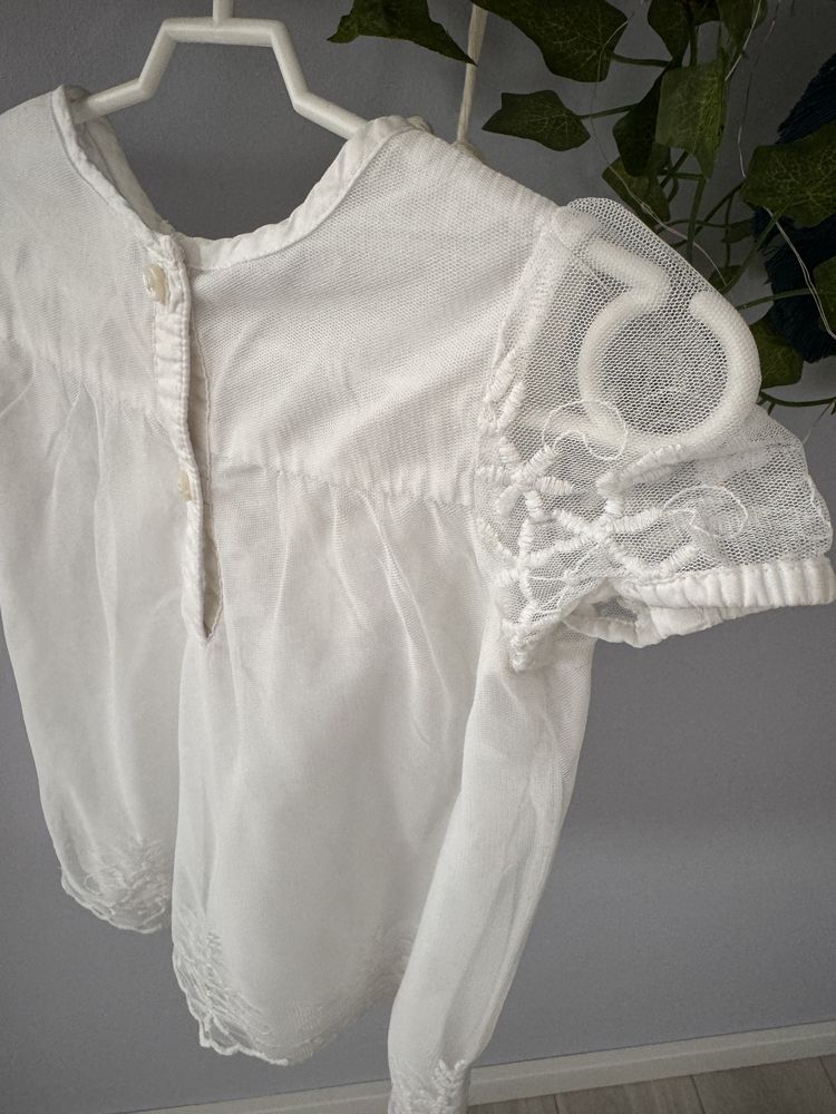 Sukienka biała na chrzest z koronką H&M roz. 80