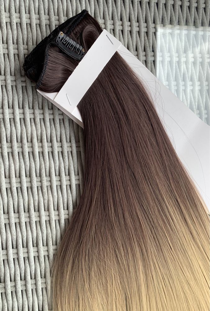 Premium Ultra włosy doczepiane, jasny brąz z blondem / ombre / ( 113 )