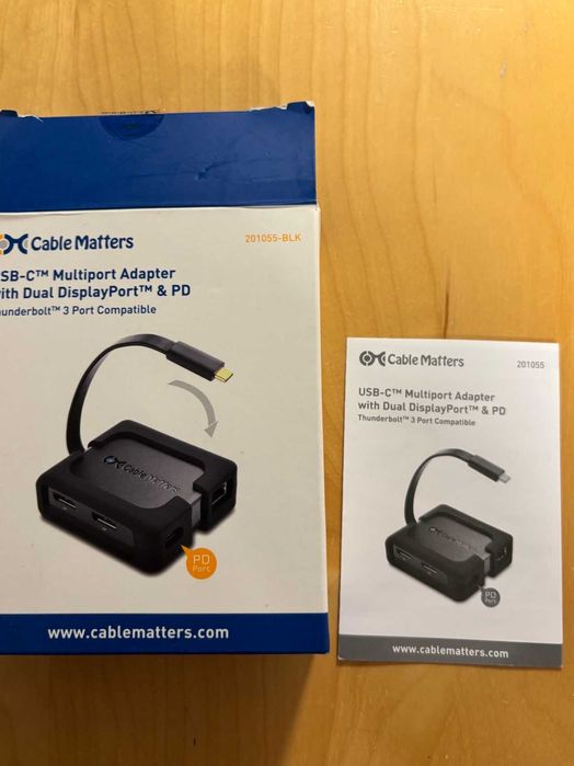 Mini dock usb-c para portátil com 2xDP Cable Matters 201055-BLK