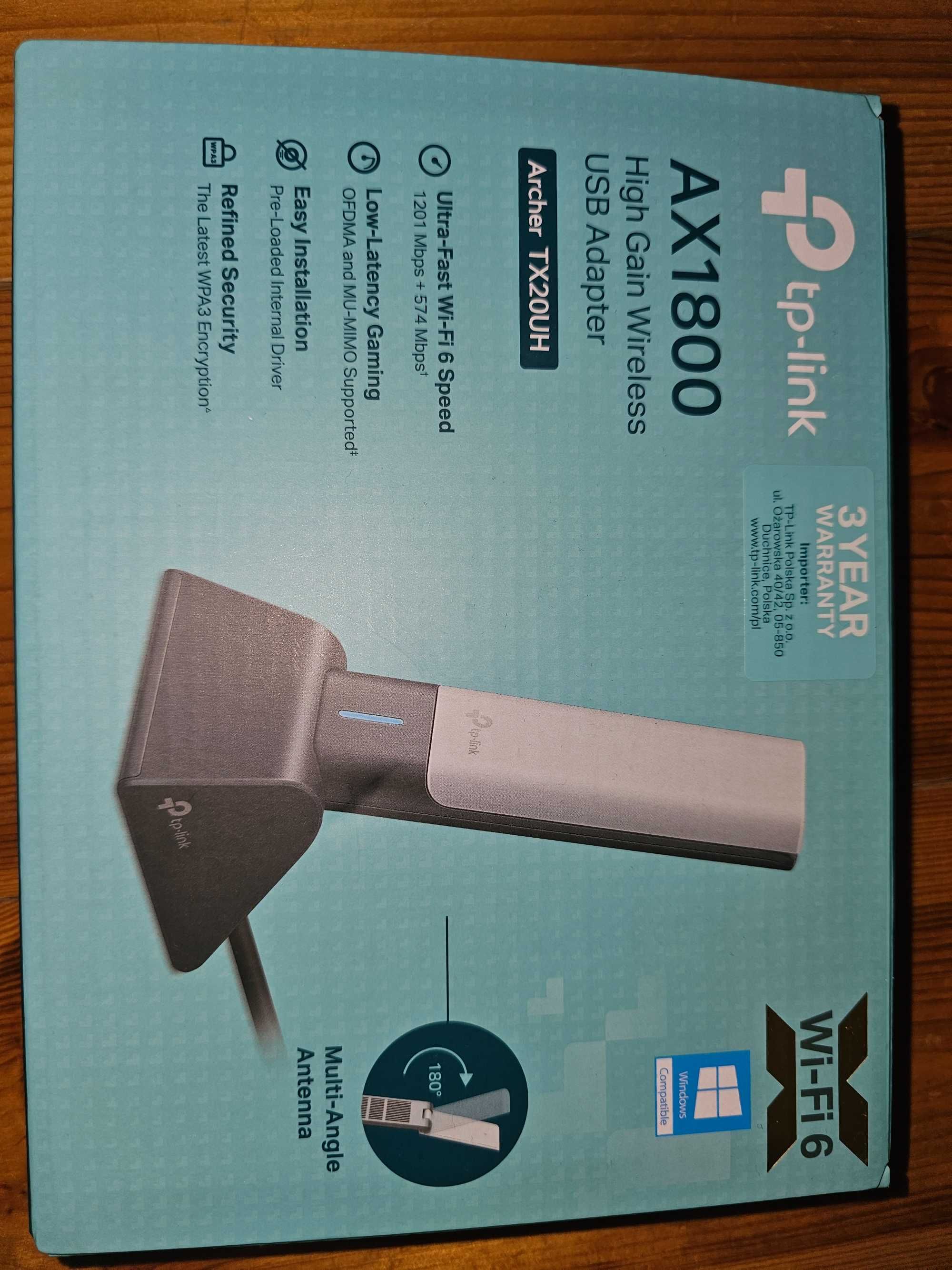 Karta sieciowa WiFi, USB, adapter TPLINK AX1800