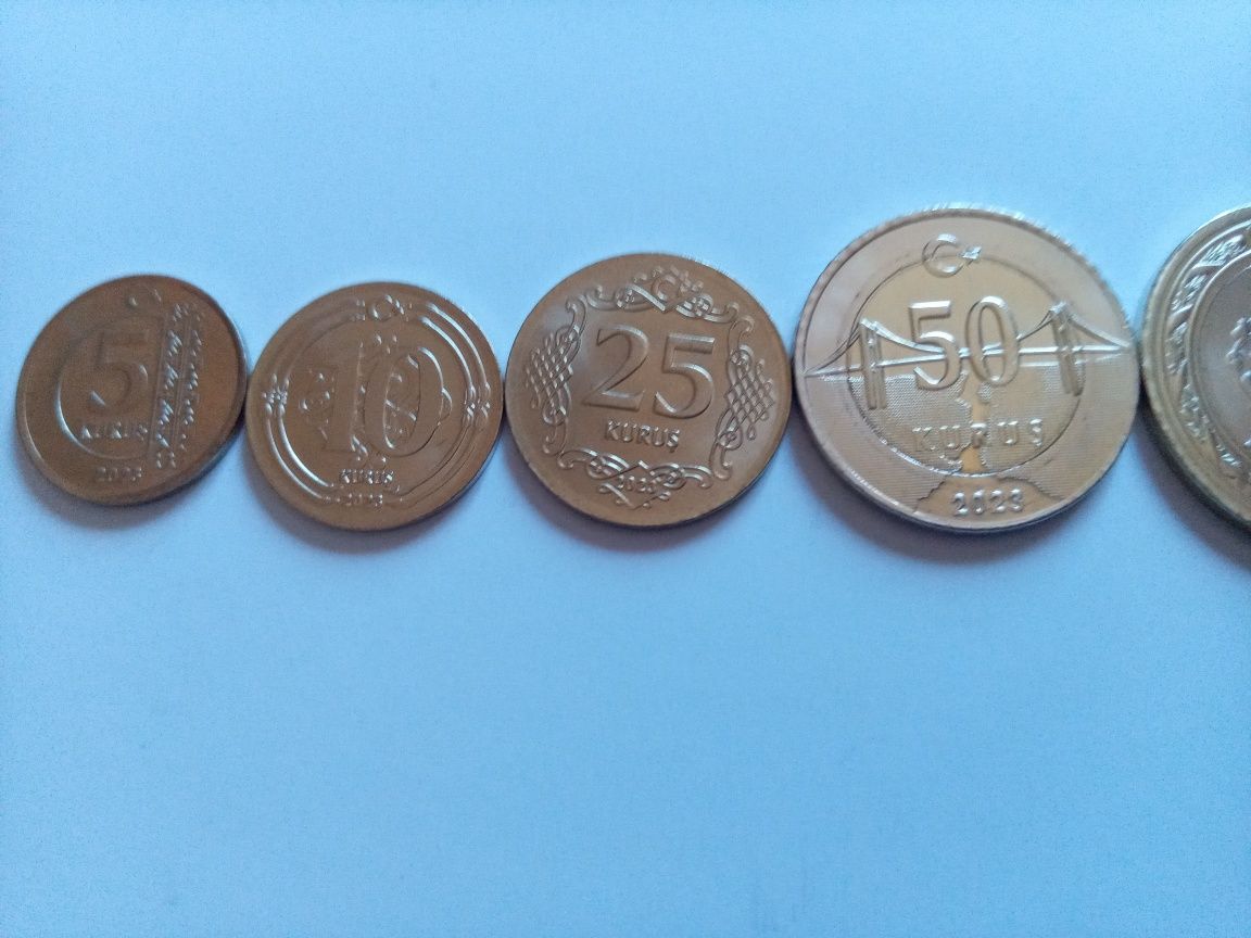 Набор монет Турция 2023, UNC, 5 лир - юбилейная, 100 лет Турецкой респ