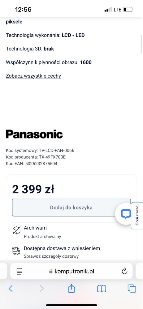 Telewizor 49 cali Panasonic TX-49FX700E