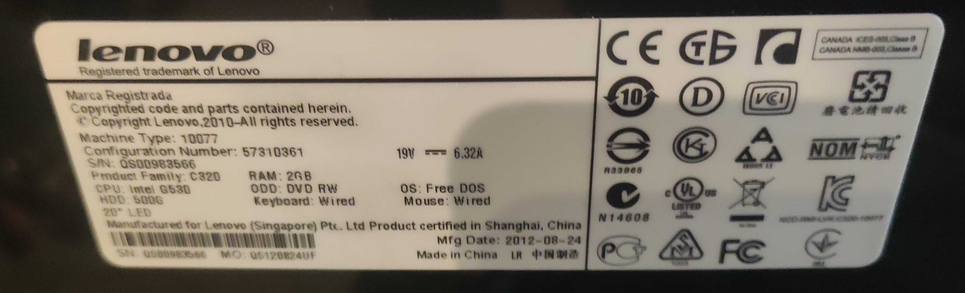 Lenovo c320 komputer stacjonarny 20 cali