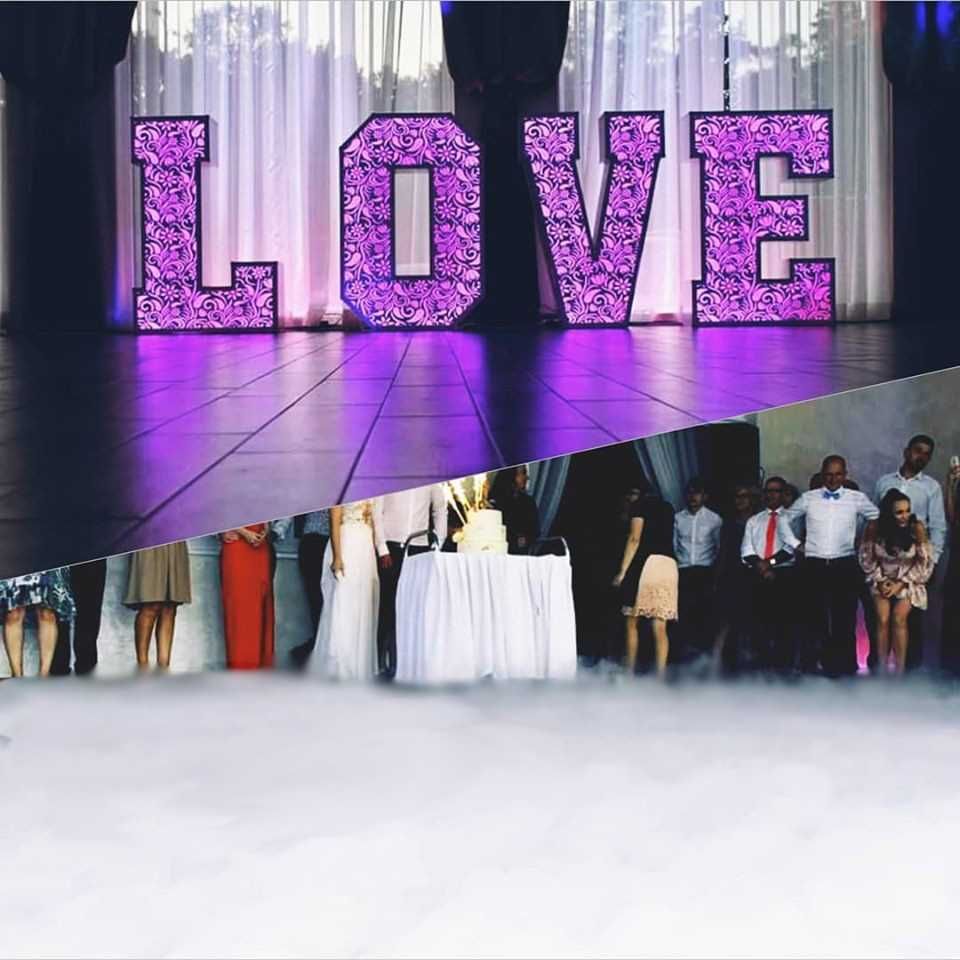 Fotobudka 360 videobudka ciężki dym, fontanny iskier LOVE 18 40 dj