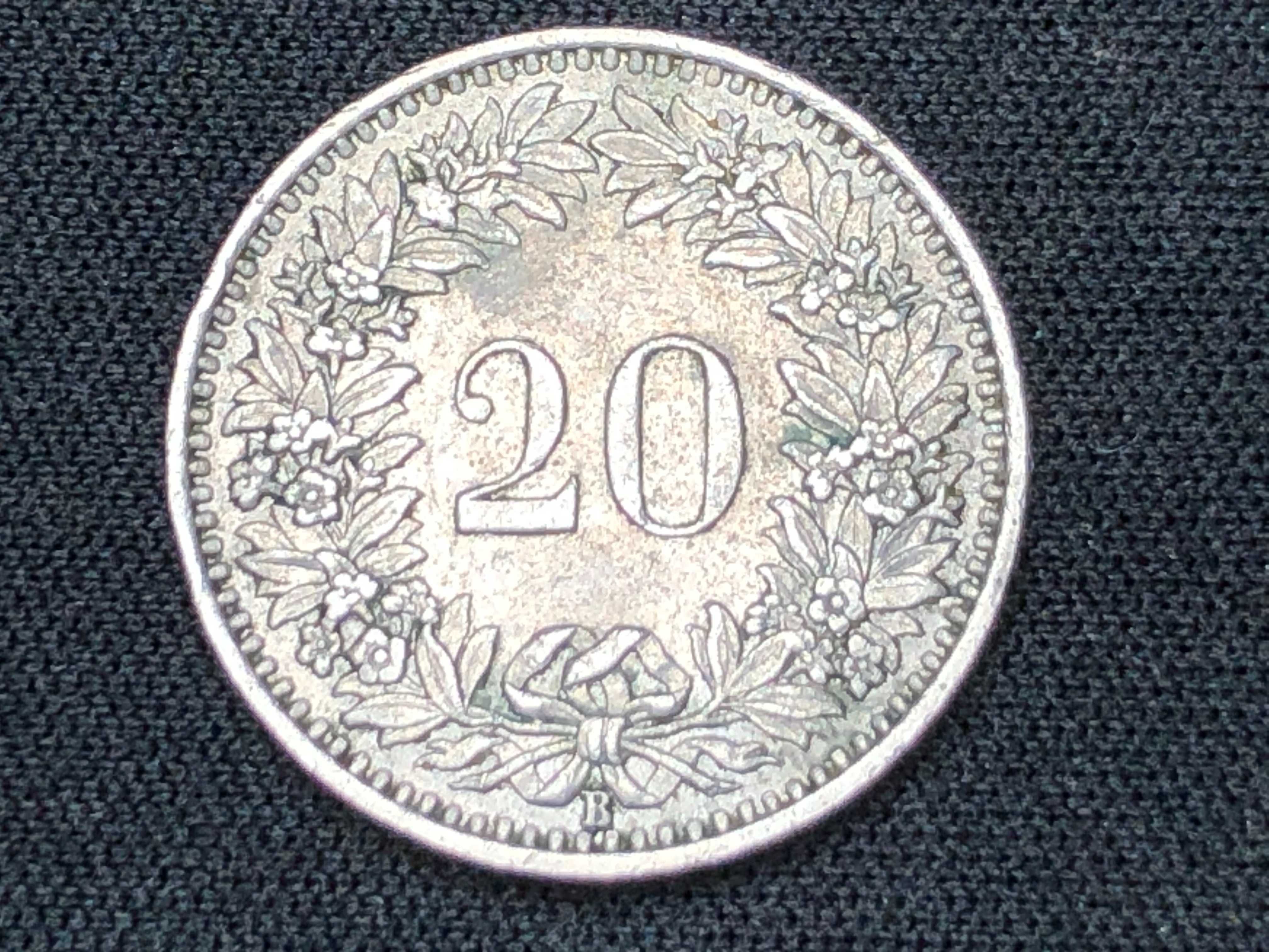 Suiça 1955 - 20 Rappen Cuproniquel