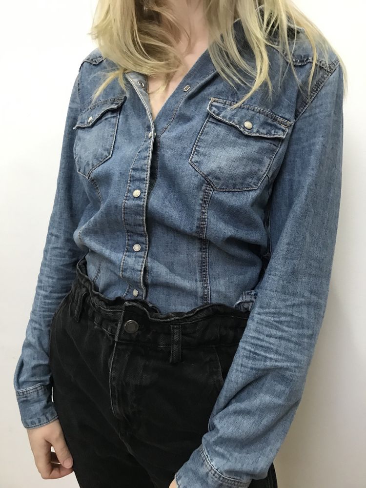 Dżinsowa koszula denim na napy H&M S 36