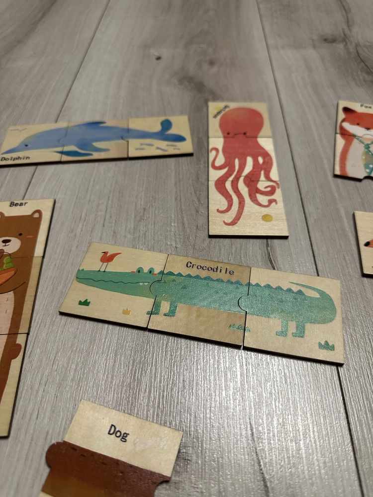 Игрушки Монтессори - Пазлы. английские названия животных