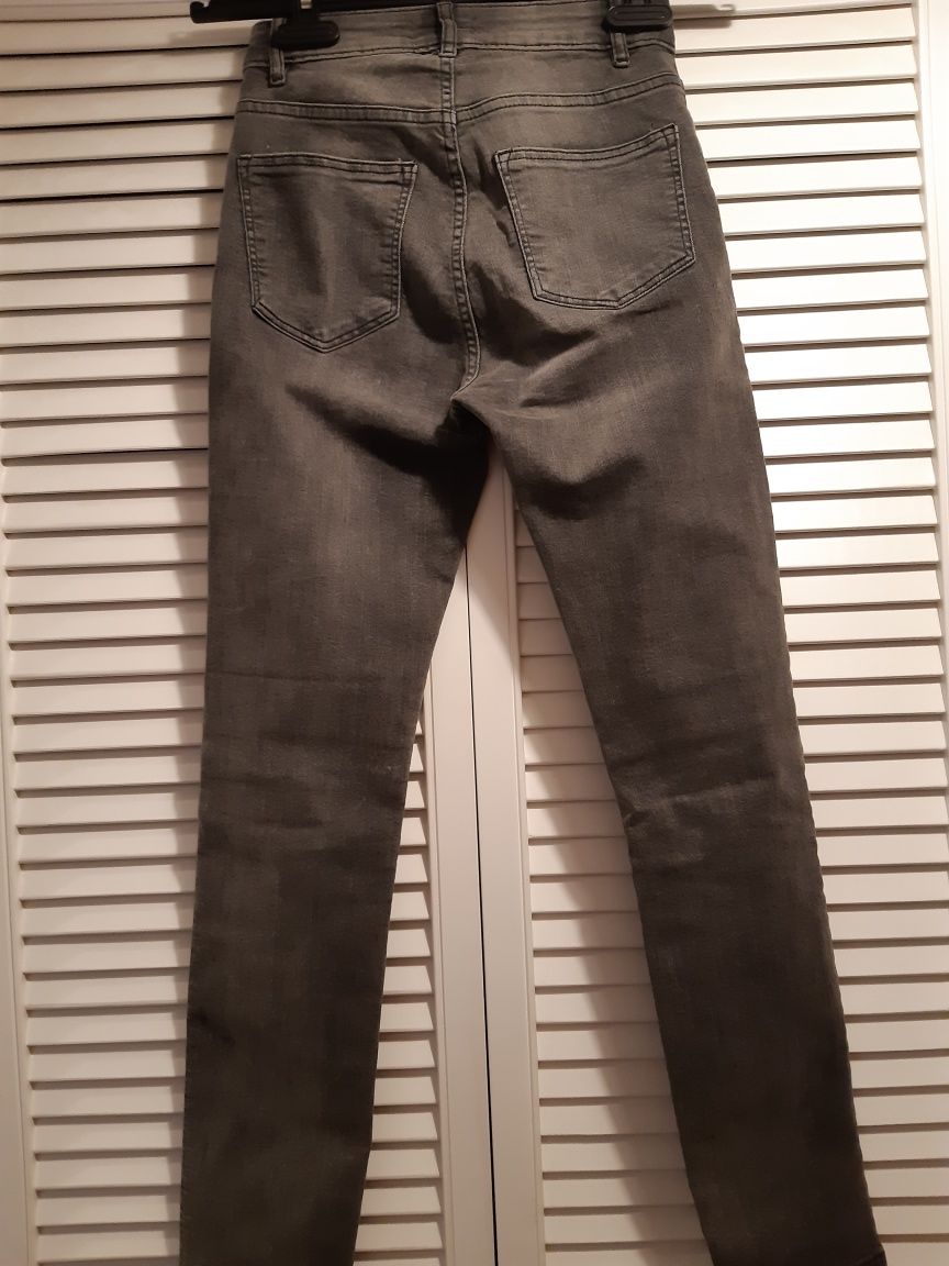 Jeansy szare XS Petite H&M 158 wysoki stan