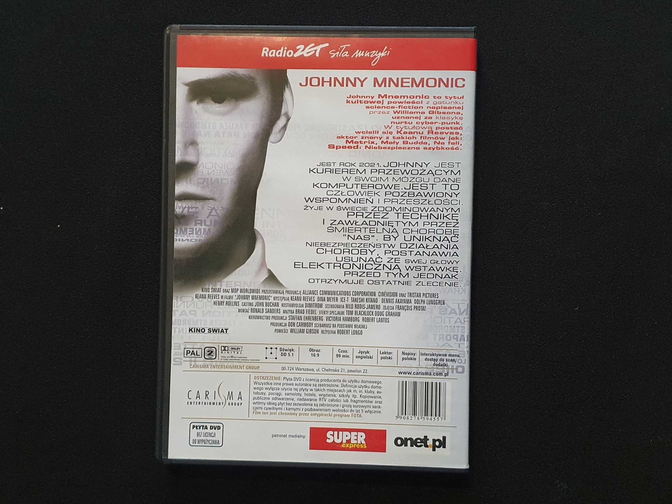 Johnny Mnemonic Płyta DVD Film