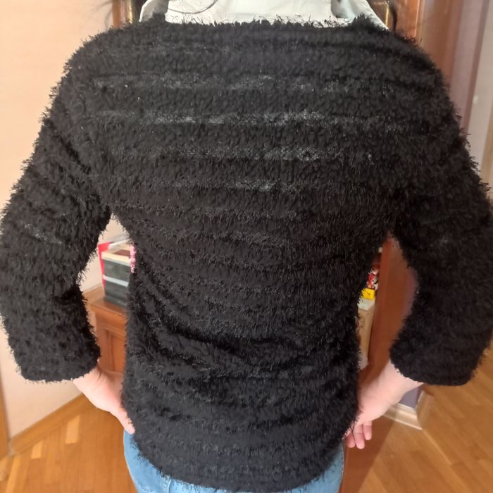 Черный КАРДИГАН с длинным ворсом, S разм.