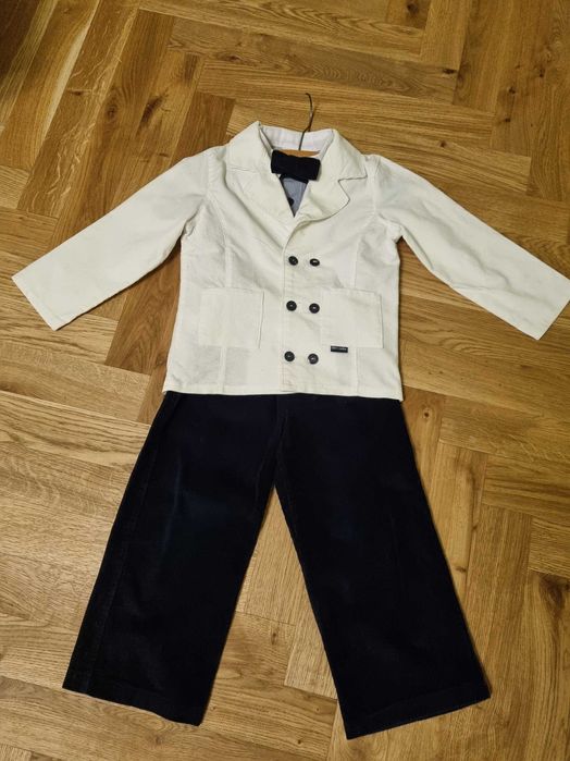 Garnitur marynarski z muszką  , zestaw wizytowy  roz.104 "GRUSIE "