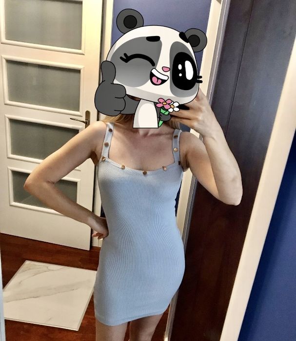 Sexy błękitna sukienka z nitami roz. S/M