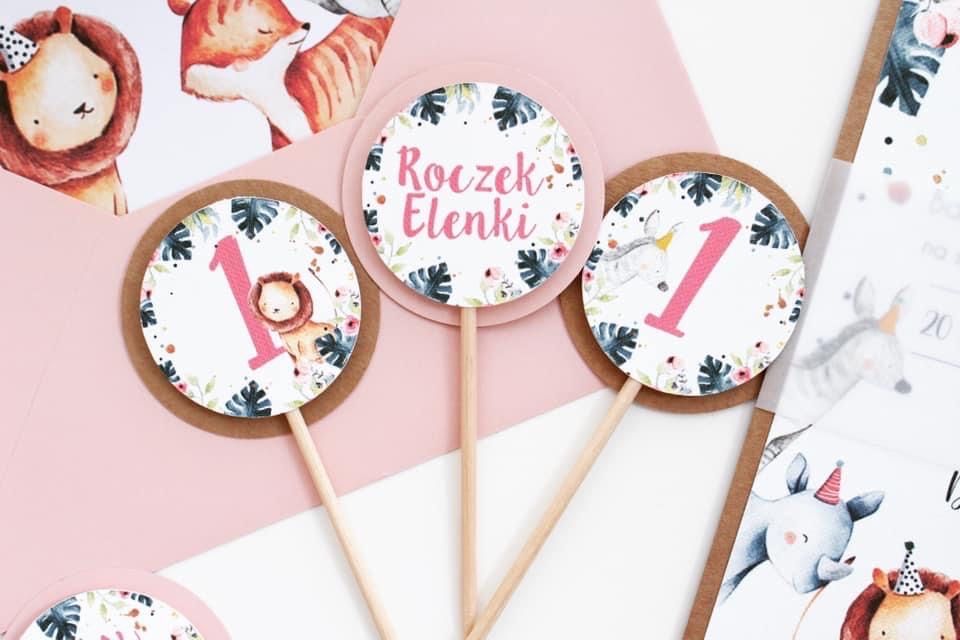 Zaproszenia dekoracje urodzinowe na urodziny roczek safari