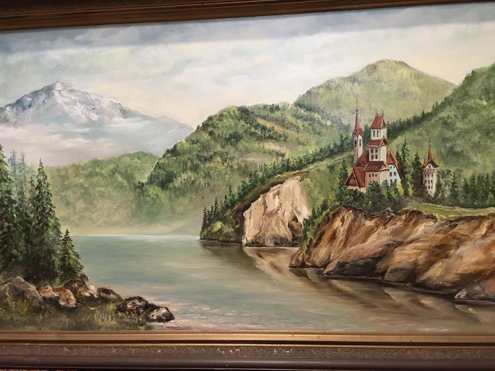 Картина маслом "Замок в горах"