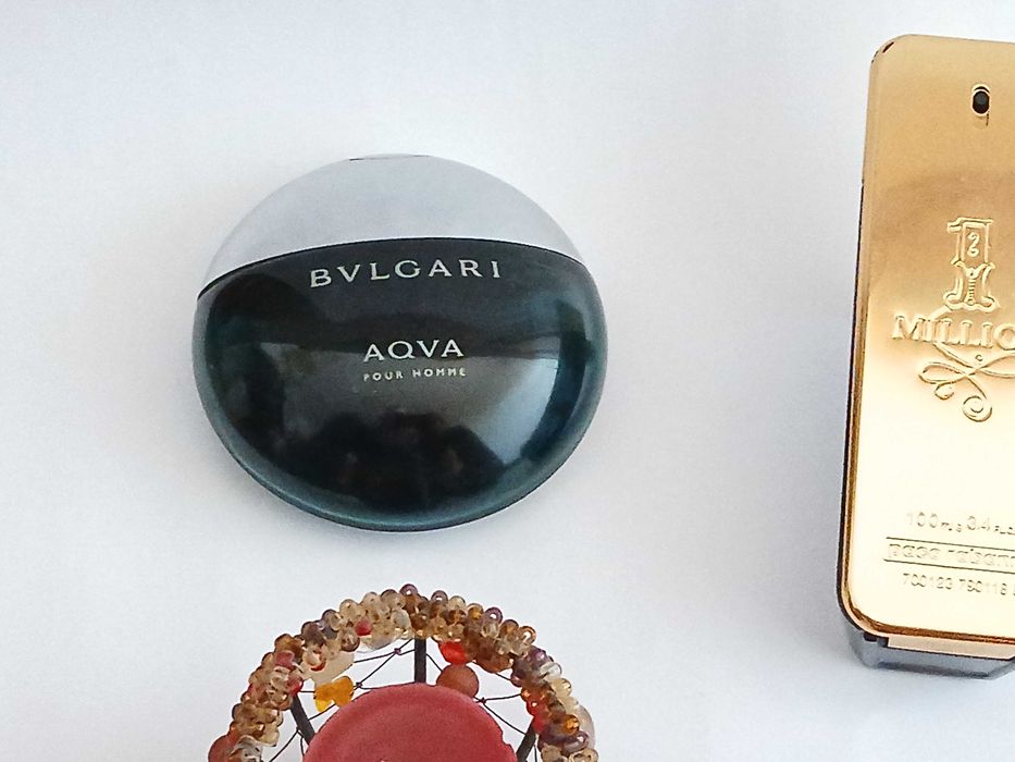 Recipientes dos Perfumes Paco Rabanne e Bvlgari
