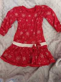 Świąteczna  czerwona sukienka niemowlęca r68  boże Narodzenie