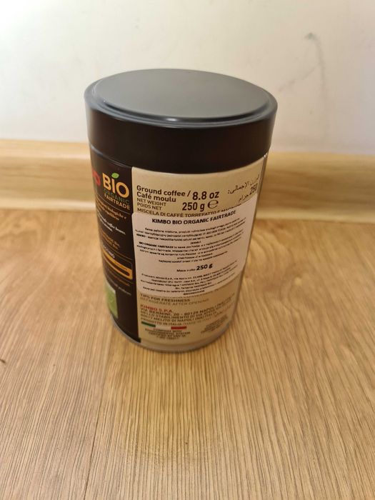 Pusta metalowa puszka po kawie Kimbo  Bio