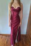 Suknia maxi bordowa z gorsetem