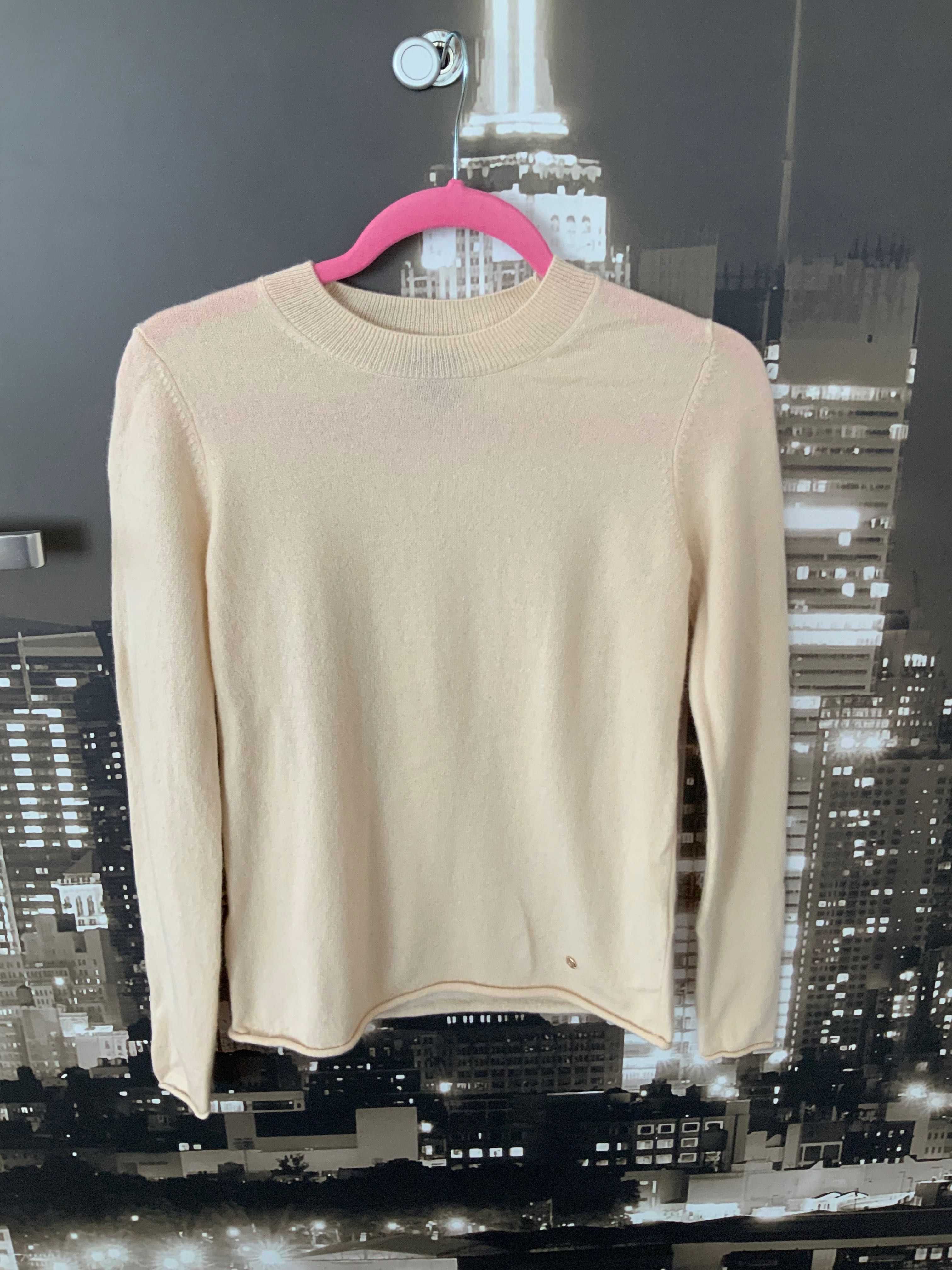 Sweter kaszmirowy 100% MASSIMO DUTTI XS 34 beżowy