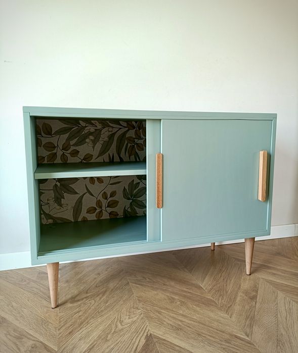 Komoda PRL sideboard Boho/ scandi szałwia