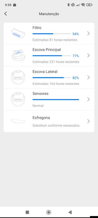 Roborock S5 max com peças extra de manutenção