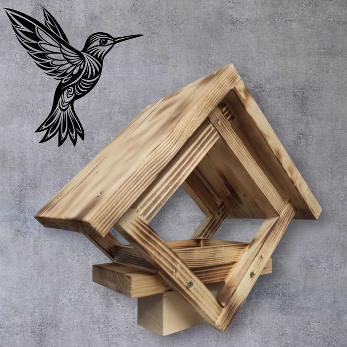 Nowoczesny Karmnik dla ptaków drewniany