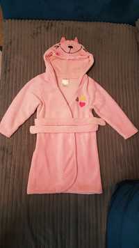 Szlafrok, płaszcz kąpielowy dla dziewczynki różowy