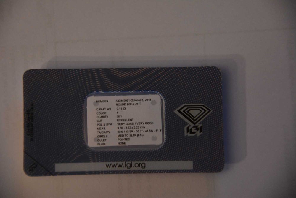 Brylant diament   0 18 ct  SI1F