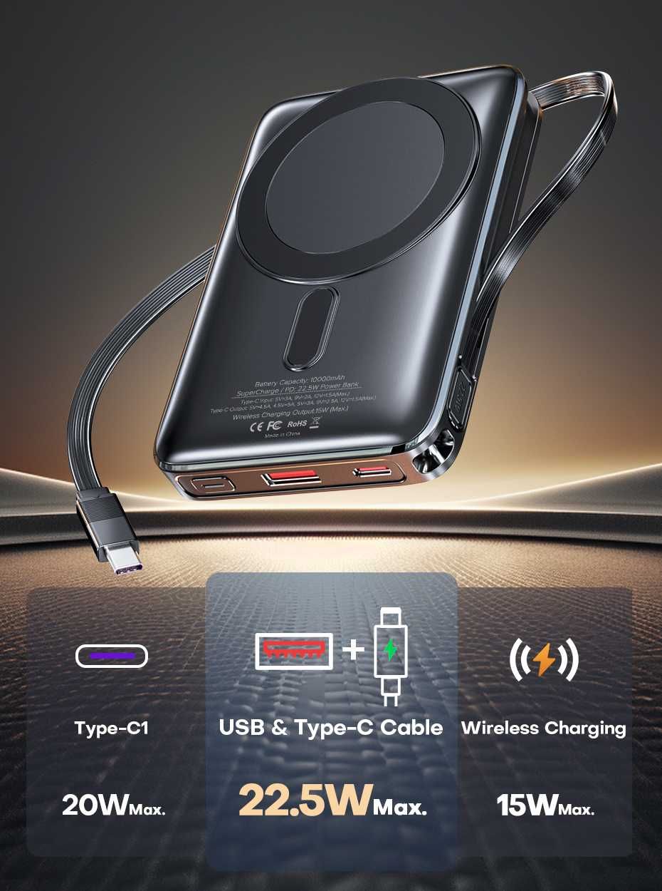22.5W 10000mAh Magnético Magsafe Pomer Bank ( TUODES)