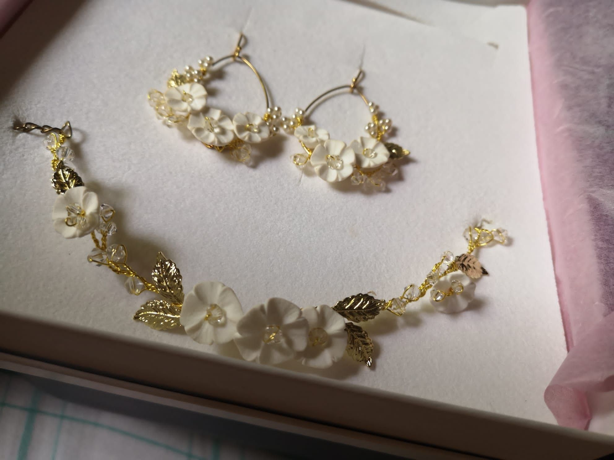 Biżuteria ślub(kolczyki+bransoletka z Anelis Atelier ozdoba do wlosow)