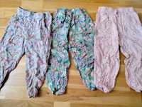 3x Letnie cienkie spodnie haremki H&M 104 3 - 4 lata spodenki kwiaty