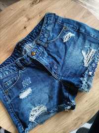 Spodenki 34 Reserved jeansowe szorty dziury przetarcia
