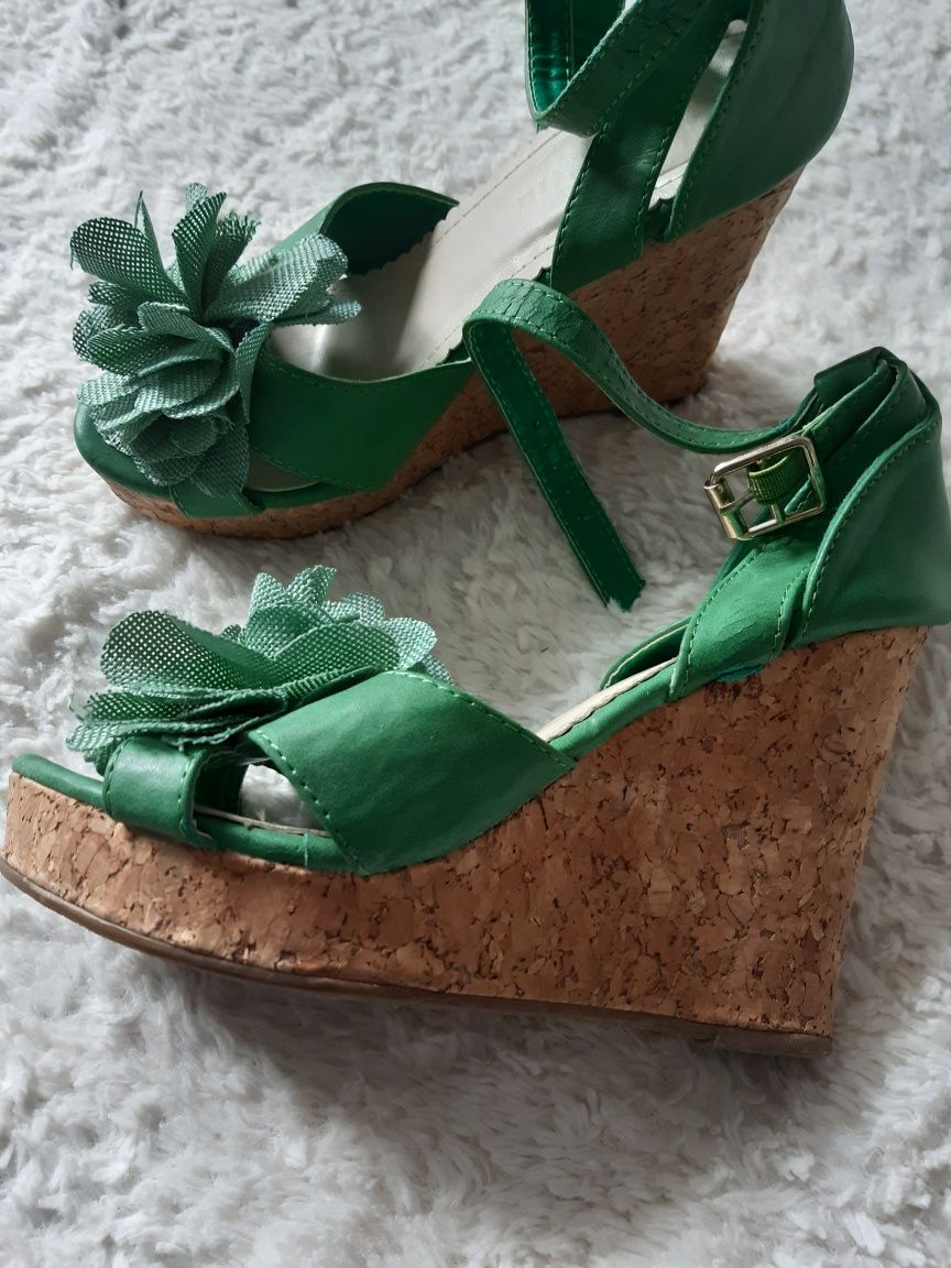 Buty damskie sandalki koturny letnie