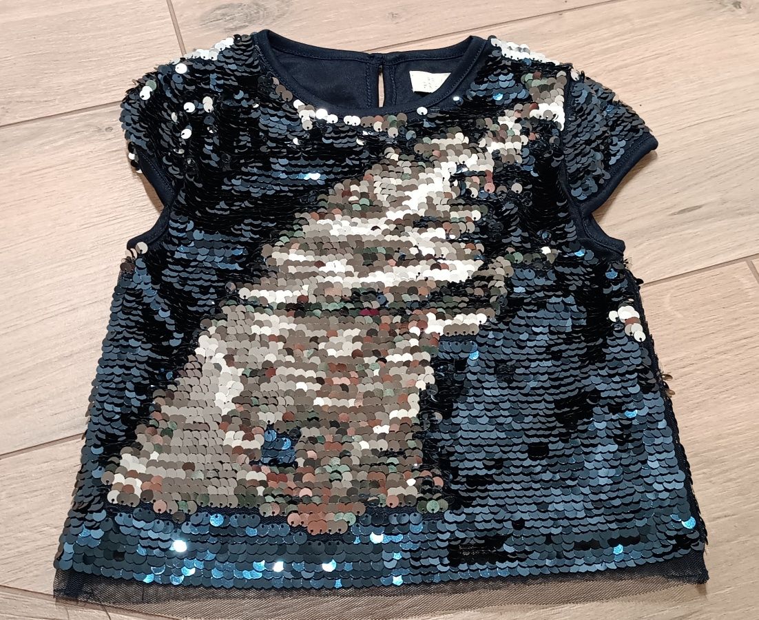 Primark Premium 104 bluzka ruchome cekiny dla dziewczynki elegancka