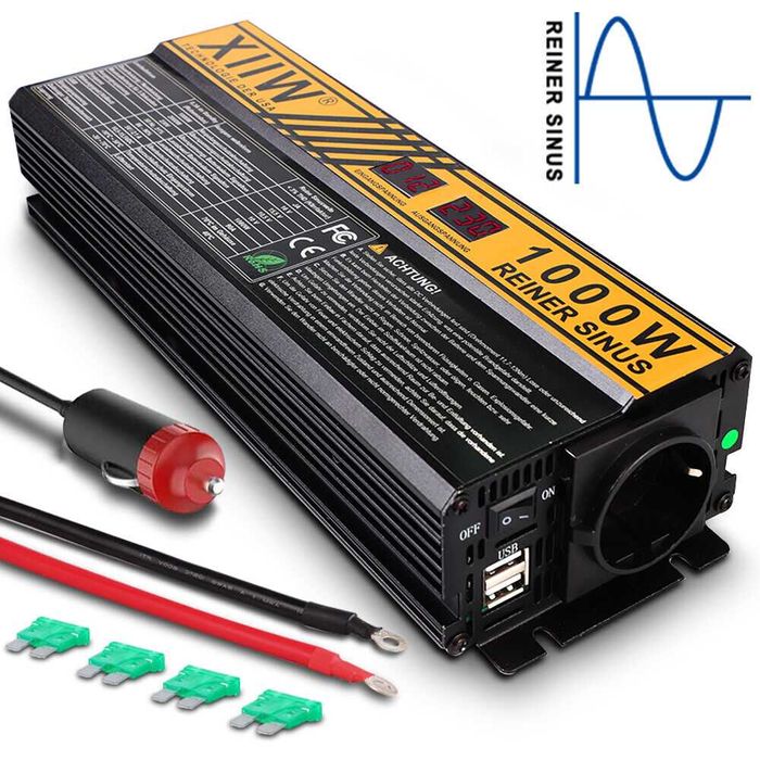 Інвертор, чистий синус 12В на 230-230В, 1000/2000W.