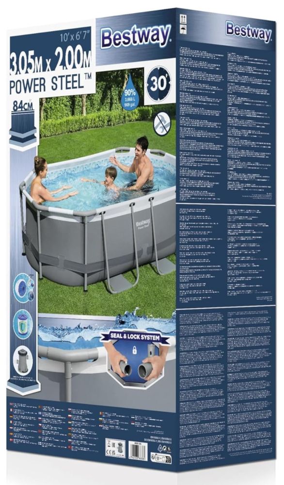 Piscina Bestway 3,05x2,00x0,84m + Bomba e Cobertura (PVP: 375€)